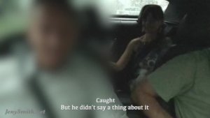 Jeny Smith gave a ride for a stranger and show it all. Got naked and tease in taxi