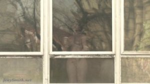 Jeny Smith teasing the strangers thru the window