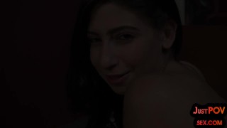 POV teen talks dirty and enjoys POV fuck after stripping