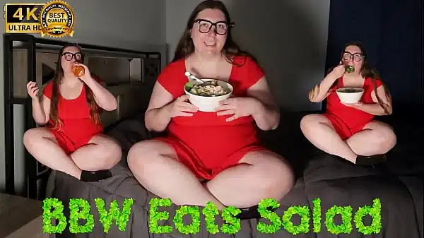 ASMR Huge Salad Mukbang: BBW Crunching and Gulping (4K Landscape)