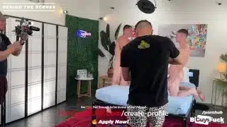 BEHIND THE SCENES: two big dicks fuck little Aften Opal