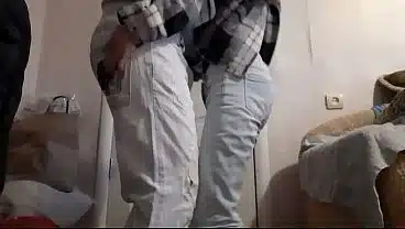 Married lesbian friends secretly have sex while their husbands watch football in the next room