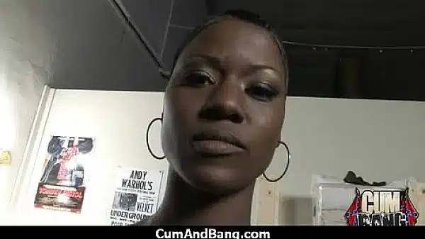 Black slut used for blowjobs by a group of white men 20