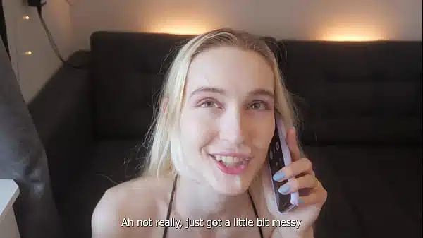 Cheating wife fucked by friend while talking on the phone with her husband