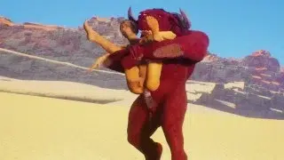 Furry Monster fucks a slave bitch in the sandy desert