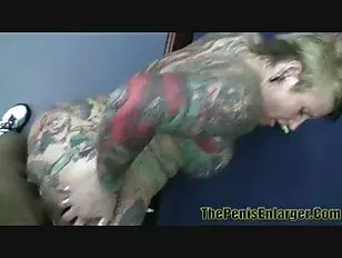 Natural tits Black Widow XXX looks hotter with her tattoos