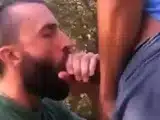 Outdoor Bareback Sex and Blowjob