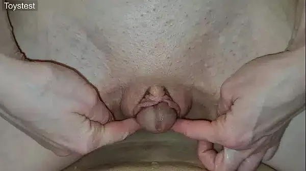 Lingame massage, oil massage, close up creamy pussy sliding dick