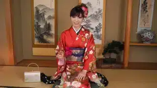 Yuria Tominaga in kimono gets things on her pussy