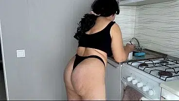 Stepmom took away the dishes and had anal sex with her stepson