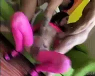 Dirty Whore In Pink Lingerie Takes Cocks
