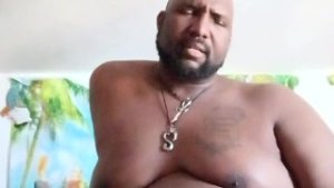 Big Black Bear trying on underwear and jerking off
