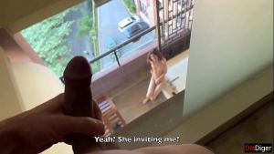 Horny Neighbor Masturbates On Balcony While Pervert Peeps – Katty West Anal