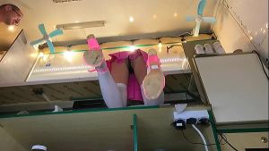 Sexy chick upskirted at work