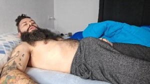 Guy with hairy balls was having wet dreams