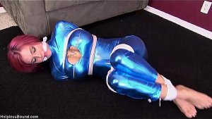 Sexy Bound Superheroines in Shiny Spandex