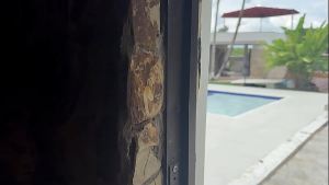 Voyeur! My stepbrother gets hard watching me masturbate by the pool