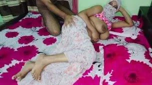 Desi Wife in Burqa Shares Intimate Moment on Bed
