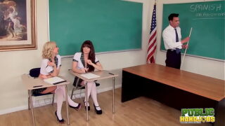 Publichandjobs – Forbidden Handjob In The Classroom For Lucky Teacher Marco Banderas By Horny Students Alison Rey And Aaliyah Love