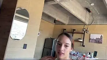 18yo young fitness girl pov blowjob and ass rimming on casting