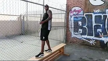 Big tits punk girl fucks in public with a big Black dick