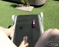Blonde BBW Masturbates With Dildo In Jacuzzi Sunbathes On Rooftop Terrace