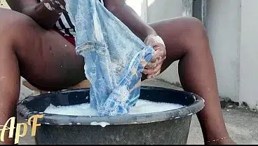 Keep your eyes on my juicy pussy while I wash my dirty thongs