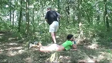 Old grandpa fucks a cute teen in the forest