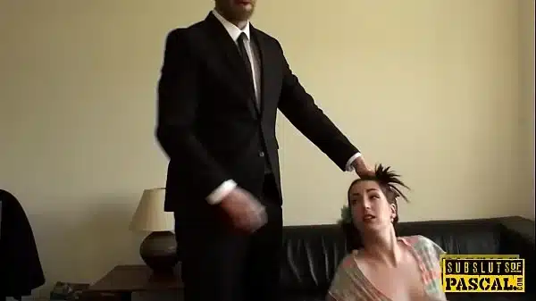 Euro bdsm sub slapped while roughly fucked