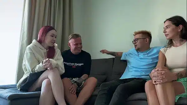 First Time Swingers Swap Wives for Wild Hotel Bed Share Fuck Till Cumshot