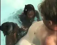 He Fucks Two Hairy Ebony Teens By The Pool