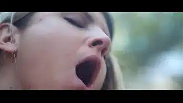 Petite Blonde Moaning While He Finger Fucks Her Cunt Against a Tree