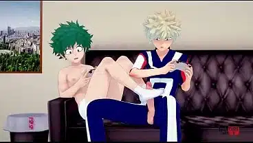 My Hero Academia Yaoi: Deku’s Foot Tease During Console Time with Bakugo