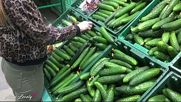 The Biggest Cucumber in the Store Will Fuck My Kinky Friend’s Wet Pussy Today – Fetish Plant Dildo Play POV